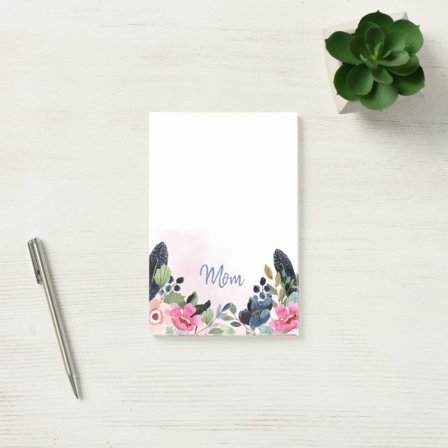 Post-it® Fleurs aquarelle personnalisées (Bureau)