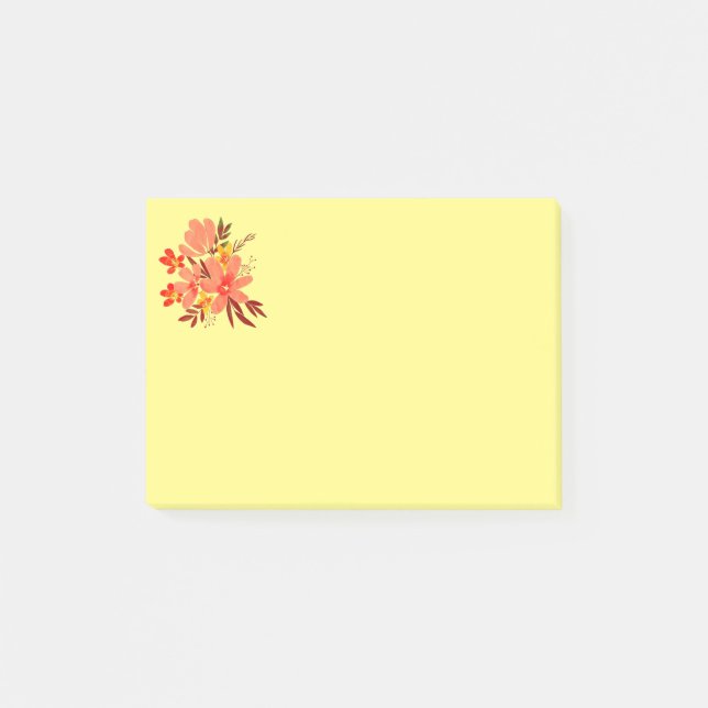 Post-it® Fleurs aquarelles Pêche et Jaune (Devant)