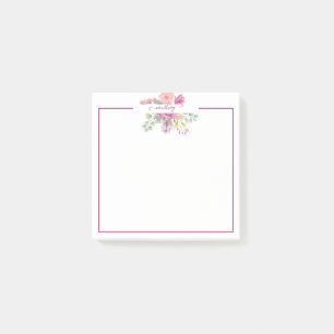 Post-it® Fleurs aquarelles rose et pêche personnalisées 