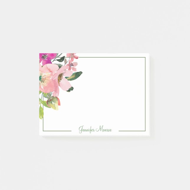 Post-it® Fleurs aquarelles roses personnalisées  (Devant)
