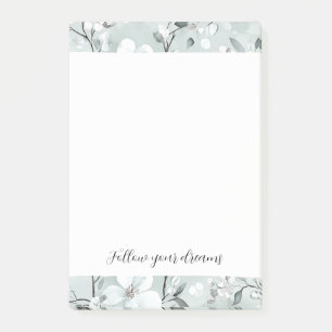 Post-it® Fleurs blanches gris chic