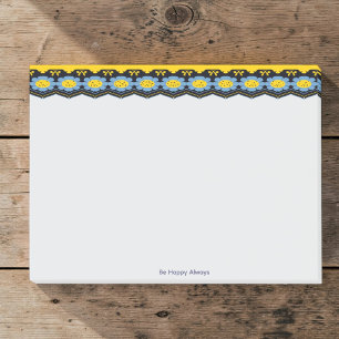 Post-it® Fleurs bleues avec garniture jaune et noire