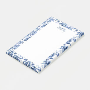 Post-it® Fleurs bleues et blanches vintage personnalisées