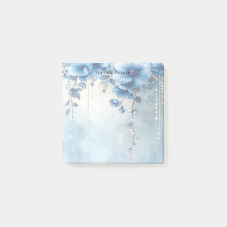 Post-it® Fleurs bleues et perles Post it Notes