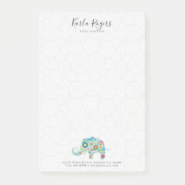 Post-it® Fleurs colorées mignonnes Eléphant (Devant)