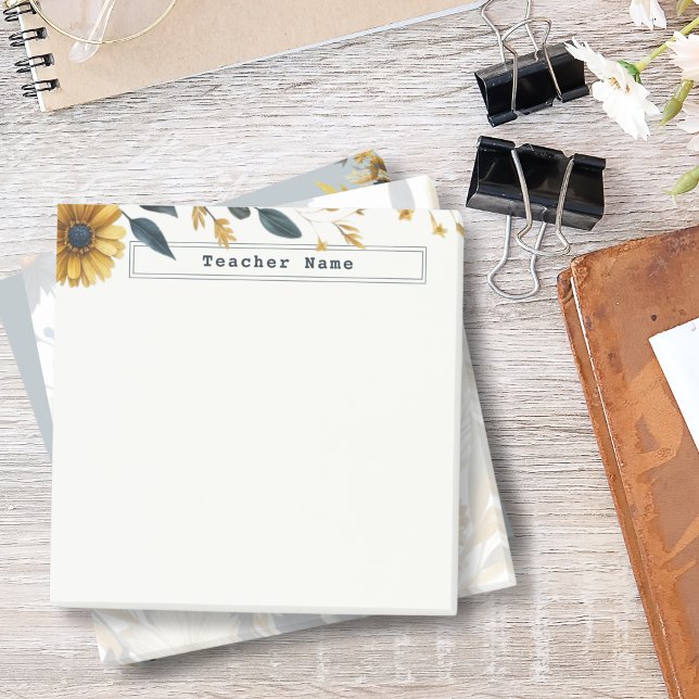 Post-it® Fleurs d'aquarelle bleu marine et or personnalisab (Créateur téléchargé)