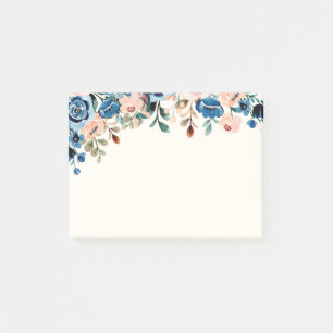 Post-it® Fleurs d'aquarelle rose et bleu