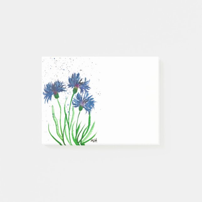 Post-it® Fleurs de Cornflowers Bleu aquarelle Rustique Chic (Devant)