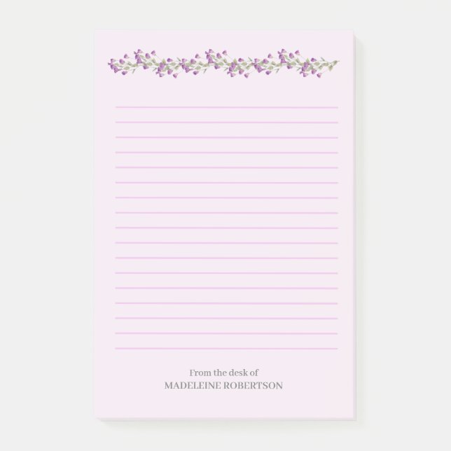 Post-it® Fleurs de lavande personnalisées avec le nom Post- (Devant)