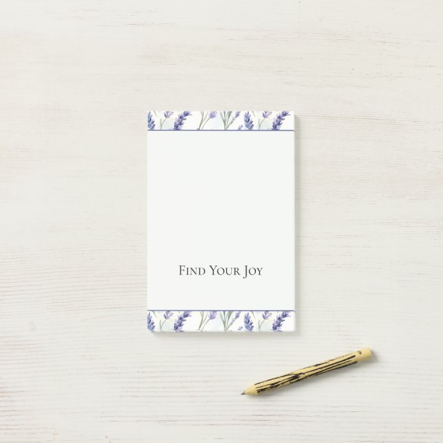 Post-it® Fleurs de lavande violettes romantiques   (Sur un bureau)