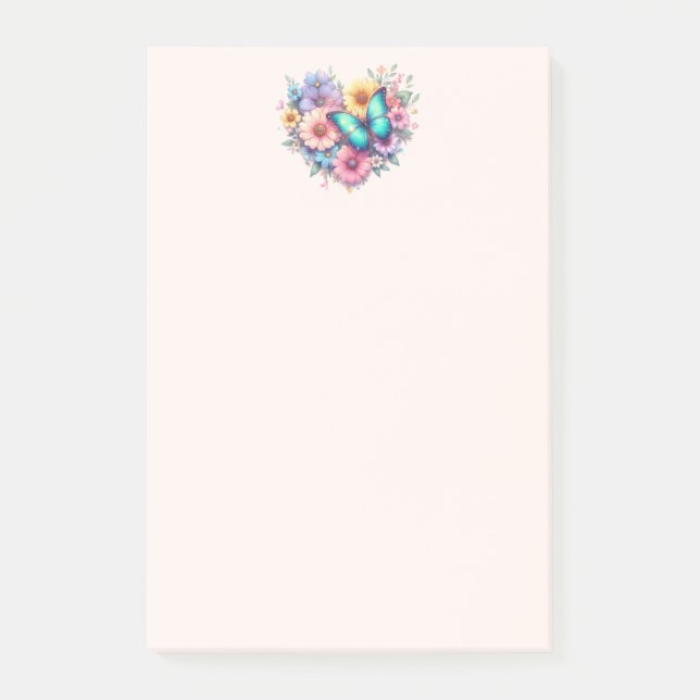 Post-it® Fleurs de marguerite avec un beau papillon (Devant)
