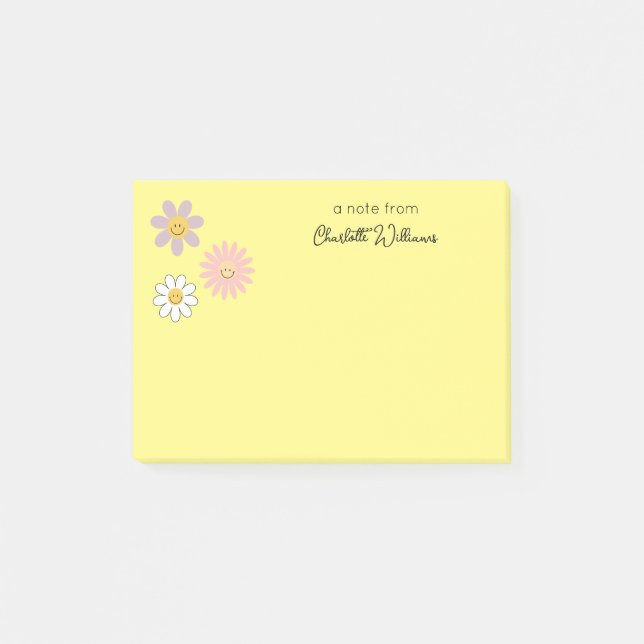 Post-it® Fleurs de marguerite jaune vif mignonnes personnal (Devant)