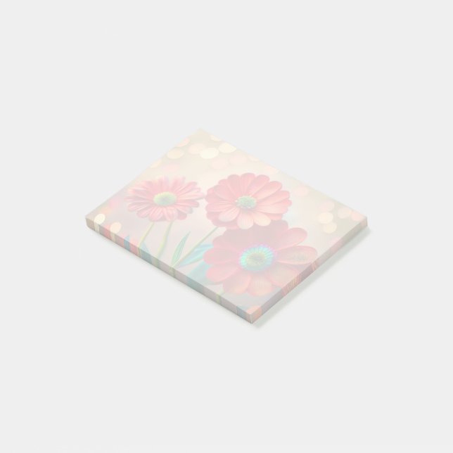 Post-it® Fleurs de marguerite rouge atténuées (Incliné)