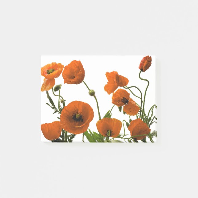 Post-it® Fleurs de pavot orange aquarelle motifs floraux (Devant)