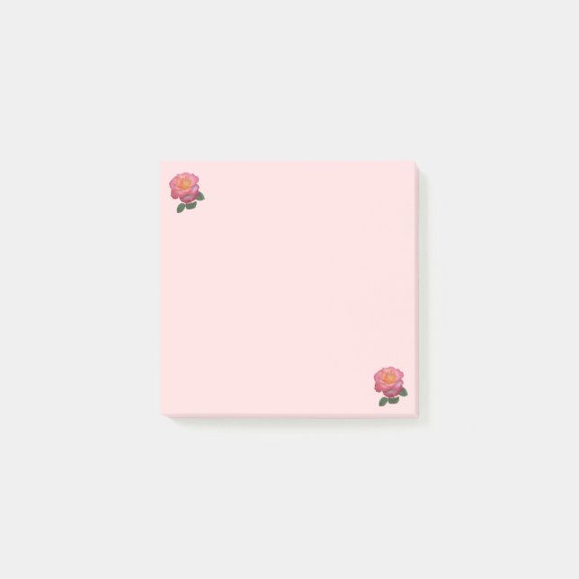 Post-it® Fleurs de rose rose sur rose (Devant)