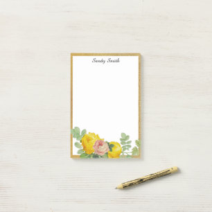 Post-it® Fleurs de roses jaunes et roses personnalisées
