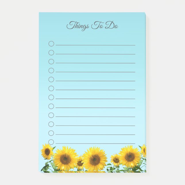 Post-it® Fleurs de soleil élégantes sur Sky Blue choses à f (Devant)