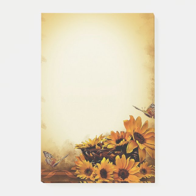 Post-it® Fleurs de soleil et papillons (Devant)