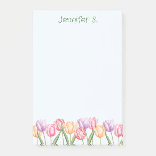 Post-it® Fleurs de tulipes aquarelles colorées avec texte p