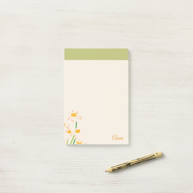Post-it® Fleurs d'eau douce personnalisées rose (Sur un bureau)