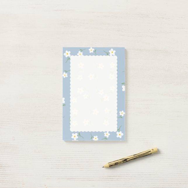 Post-it Fleurs Dusty Daisy | Botanique Mignon (Sur un bureau)