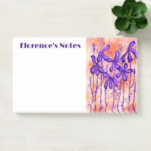 Post-it® Fleurs encrées violettes et orange