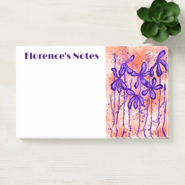 Post-it® Fleurs encrées violettes et orange (Bureau)