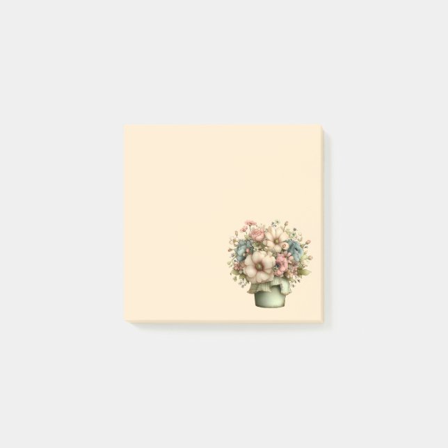 Post-it® Fleurs fantaisistes dans un pot de planteur mignon (Devant)