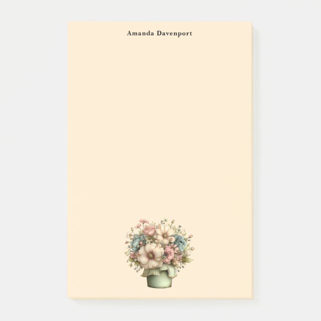 Post-it® Fleurs fantaisistes dans un pot de planteur mignon (Devant)
