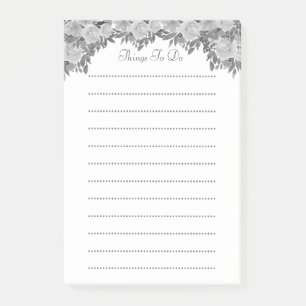 Post-it® Fleurs gris argent aquarelle Choses à faire aligné