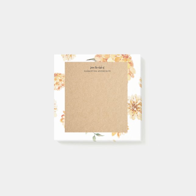 Post-it® Fleurs Jaunes Modernes & Cadeau Personnalisé Kraft (Devant)