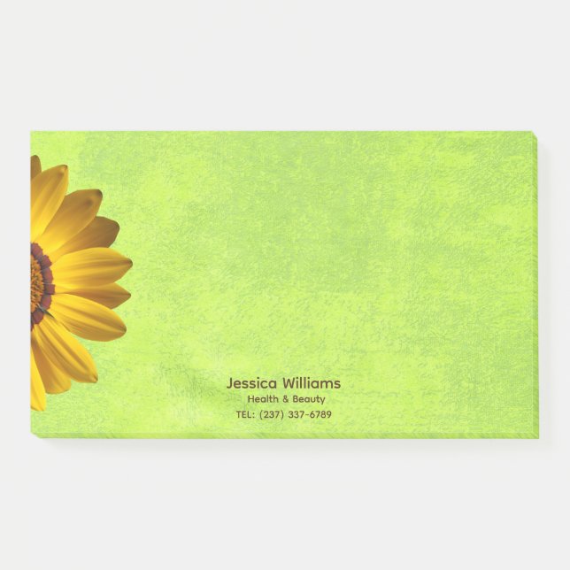 Post-it® Fleurs jaunes sur Monogramme vert Abstrait (Devant)