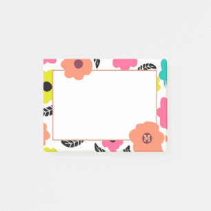 Post-it® Fleurs lumineuses modernes et monogramme à feuill