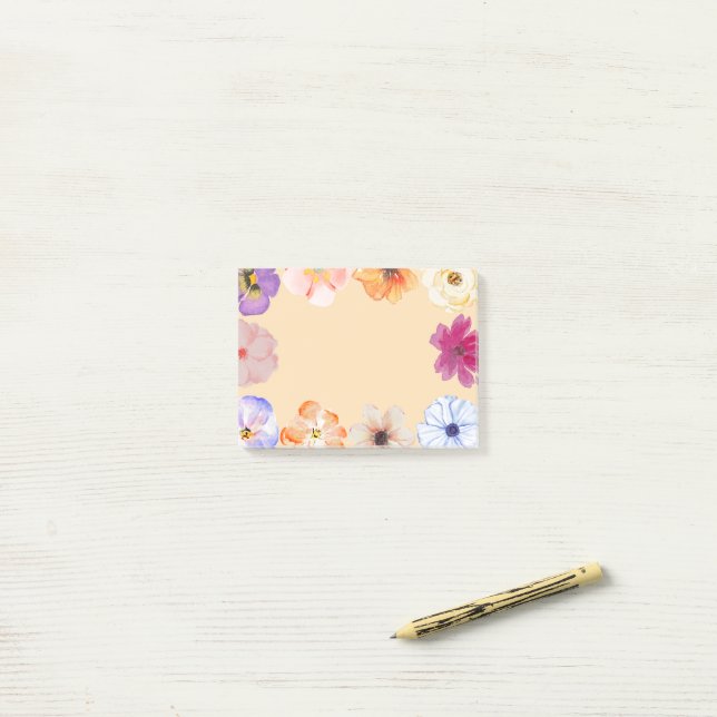 Post-it® Fleurs Mignonnes Colorées (Sur un bureau)