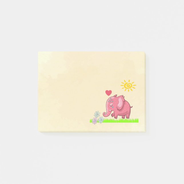 Post-it® Fleurs Odeurs D'Éléphant Rose Cute (Devant)