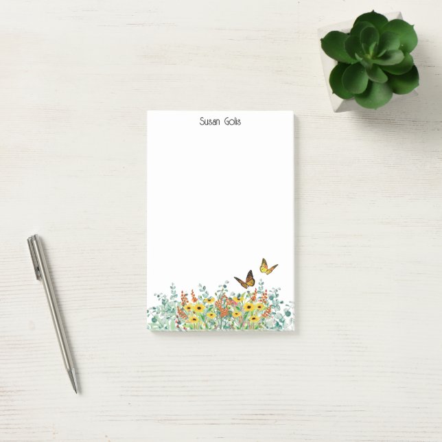 Post-it® Fleurs papillon personnalisées Bon Printemps  (Bureau)