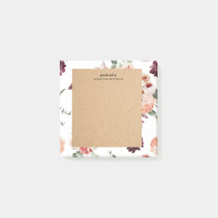 Post-it® Fleurs Pastel Modernes & Cadeau Personnalisé Kraft