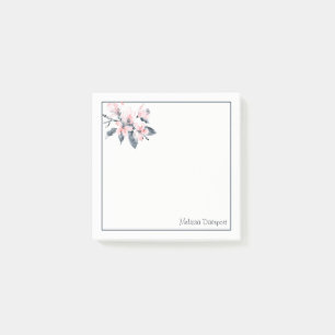 Post-it® Fleurs rose et gris Aquarelle classique