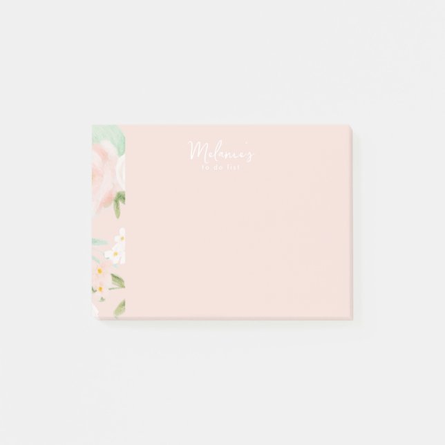 Post-it® Fleurs Roses d'aquarelle en rose et en rose (Devant)
