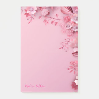 Post-it® Fleurs roses Décoration avec Arrière - plan rose