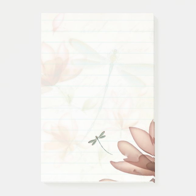 Post-it® Fleurs roses et libellule (Devant)