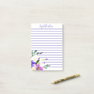 Post-it® Fleurs roses et violettes personnalisées