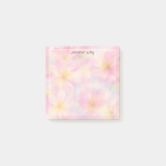 Post-it® Fleurs roses jolies Prairie Nom personnalisé Fémin