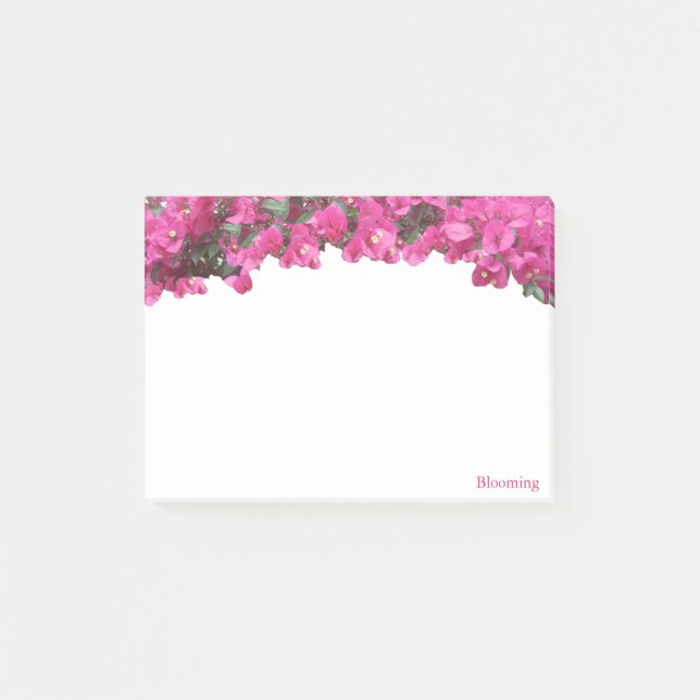 Post-it® Fleurs roses magenta tropicales sur fond blanc (Devant)