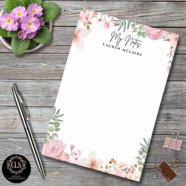 Post-it® Fleurs roses personnalisées de printemps (Créateur téléchargé)