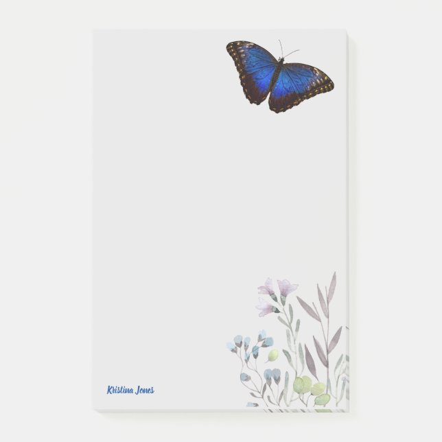 Post-it® Fleurs sauvages de papillon bleu morpho personnali (Devant)