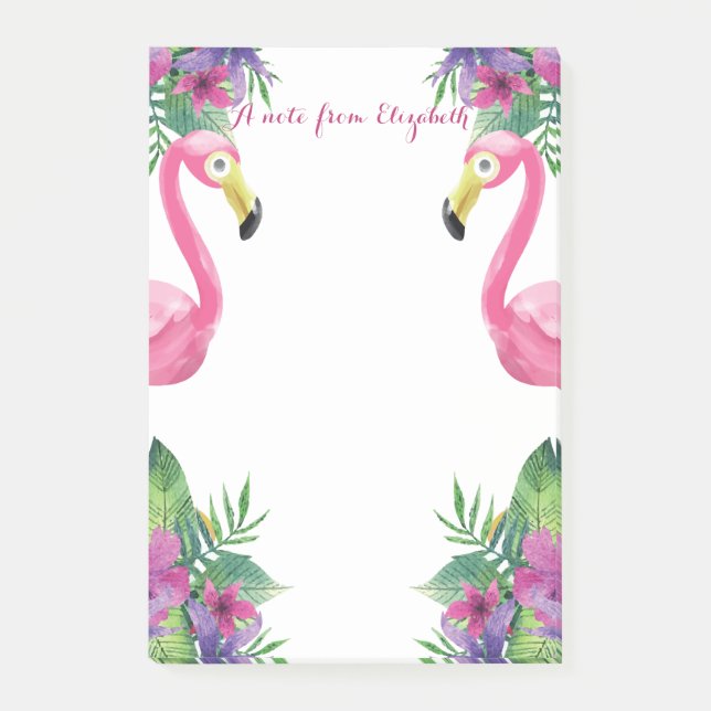 Post-it® Fleurs tropicales de flamants roses (Devant)