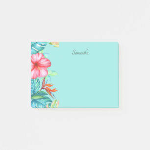 Post-it® Fleurs tropicales Personnalisées Turquoise 4x3