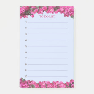 Post-it® Fleurs tropicales Roses d'or sur liste bleu clair