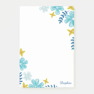 Post-it® Fleurs tropicales Turquoise - Ajouter Votre Nom